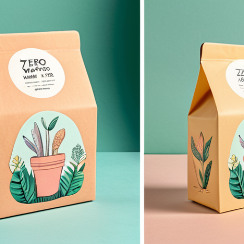 **Pastel-toned, eco-friendly paper packaging with cute illustrations for zero-waste product, resembling an interior design item.**