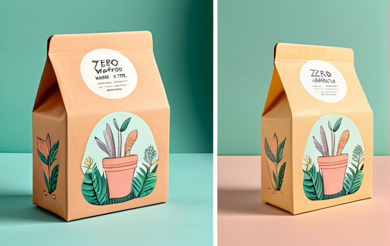 **Pastel-toned, eco-friendly paper packaging with cute illustrations for zero-waste product, resembling an interior design item.**